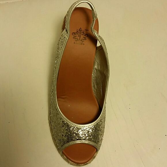 Frenchblu Silver Glitter Wedge Heel. 9 - Picture 2 of 4